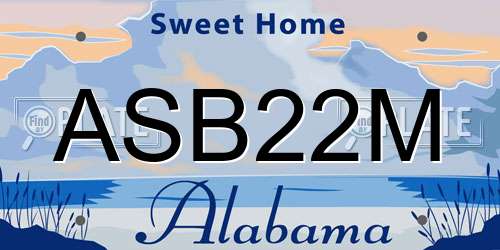 ASB22M Alabama License Plate