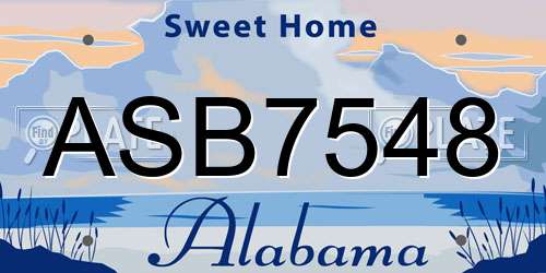 ASB7548 Alabama License Plate