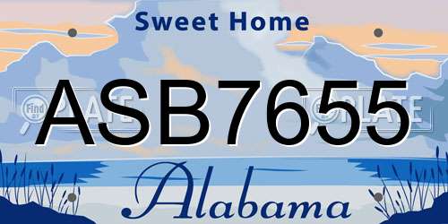 ASB7655 Alabama License Plate