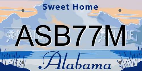 ASB77M Alabama License Plate