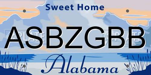ASBZGBB Alabama License Plate