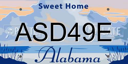 ASD49E Alabama License Plate
