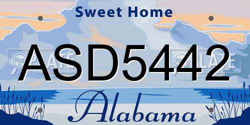 ASD5442 Alabama License Plate