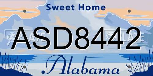 ASD8442 Alabama License Plate