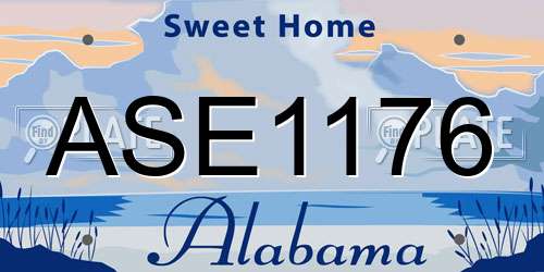 ASE1176 Alabama License Plate