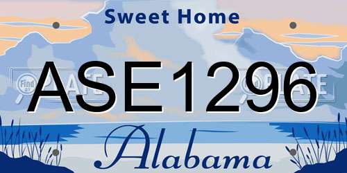 ASE1296 Alabama License Plate