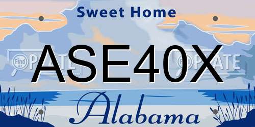 ASE40X Alabama License Plate