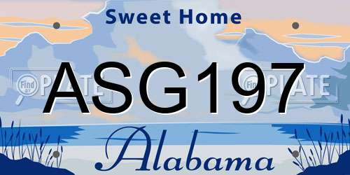 ASG197 Alabama License Plate