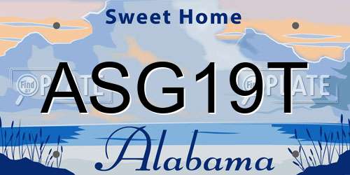ASG19T Alabama License Plate