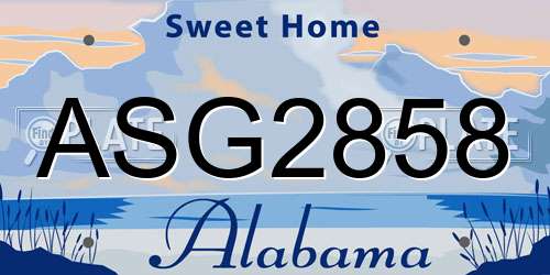 ASG2858 Alabama License Plate
