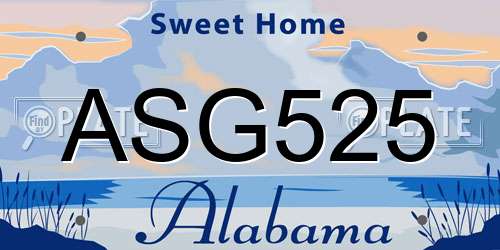 ASG525 Alabama License Plate