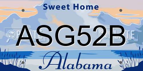 ASG52B Alabama License Plate