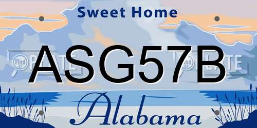 ASG57B Alabama License Plate