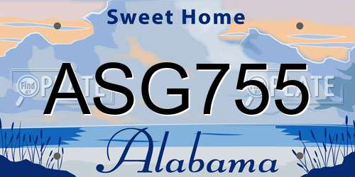 ASG755 Alabama License Plate