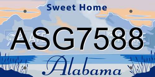 ASG7588 Alabama License Plate