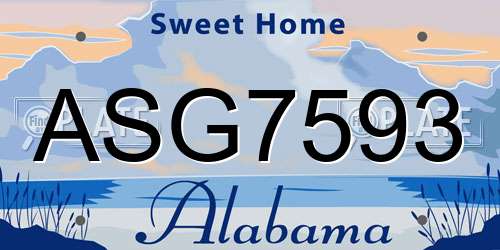 ASG7593 Alabama License Plate