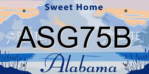 ASG75B Alabama License Plate