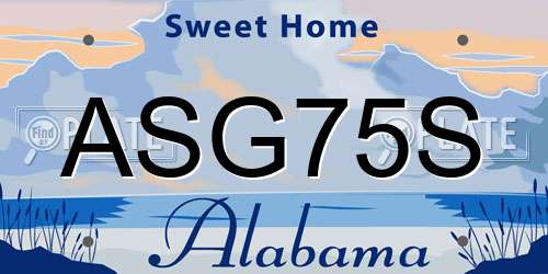 ASG75S Alabama License Plate
