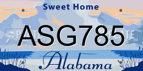 ASG785 Alabama License Plate