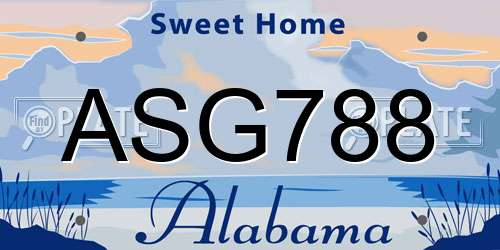 ASG788 Alabama License Plate