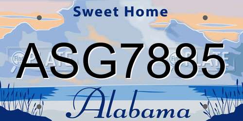 ASG7885 Alabama License Plate