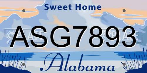 ASG7893 Alabama License Plate