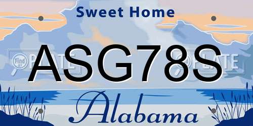 ASG78S Alabama License Plate