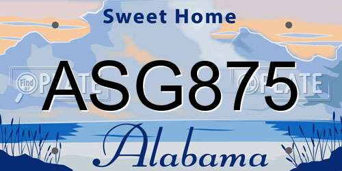 ASG875 Alabama License Plate