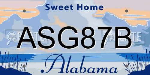 ASG87B Alabama License Plate