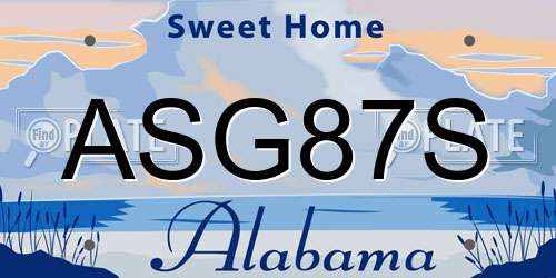 ASG87S Alabama License Plate