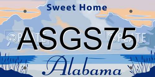 ASGS75 Alabama License Plate
