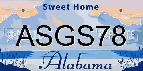 ASGS78 Alabama License Plate