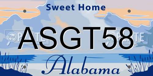 ASGT58 Alabama License Plate