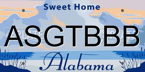 ASGTBBB Alabama License Plate