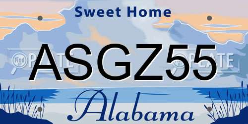 ASGZ55 Alabama License Plate