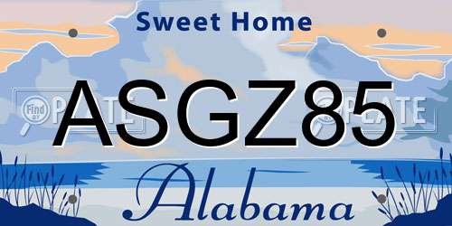 ASGZ85 Alabama License Plate