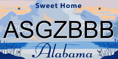 ASGZBBB Alabama License Plate