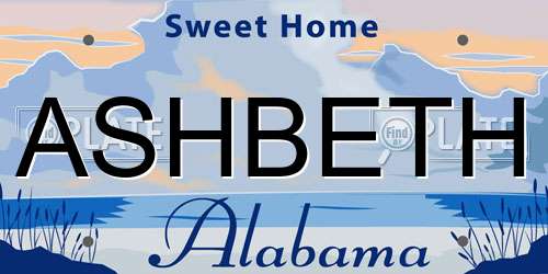 ASHBETH Alabama License Plate