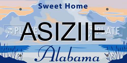 ASIZIIE Alabama License Plate