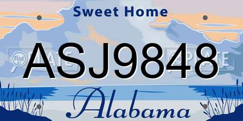 ASJ9848 Alabama License Plate