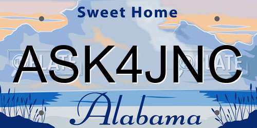 ASK4JNC Alabama License Plate