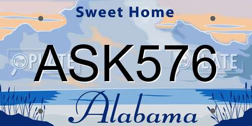 ASK576 Alabama License Plate
