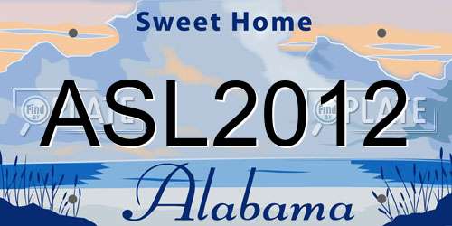 ASL2012 Alabama License Plate