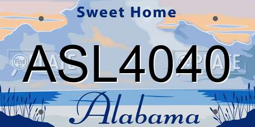 ASL4040 Alabama License Plate