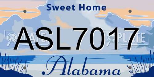 ASL7017 Alabama License Plate