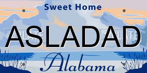 ASLADAD Alabama License Plate