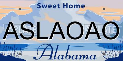 ASLAOAO Alabama License Plate