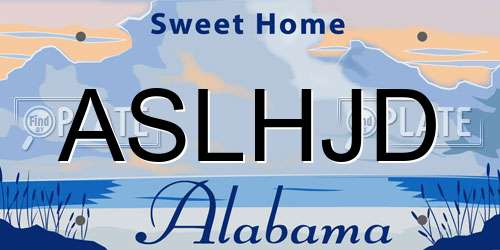 ASLHJD Alabama License Plate