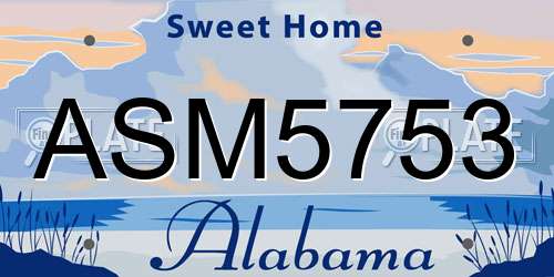 ASM5753 Alabama License Plate