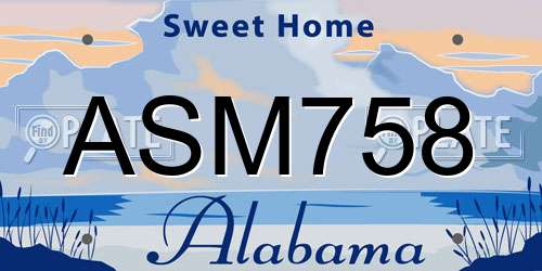 ASM758 Alabama License Plate